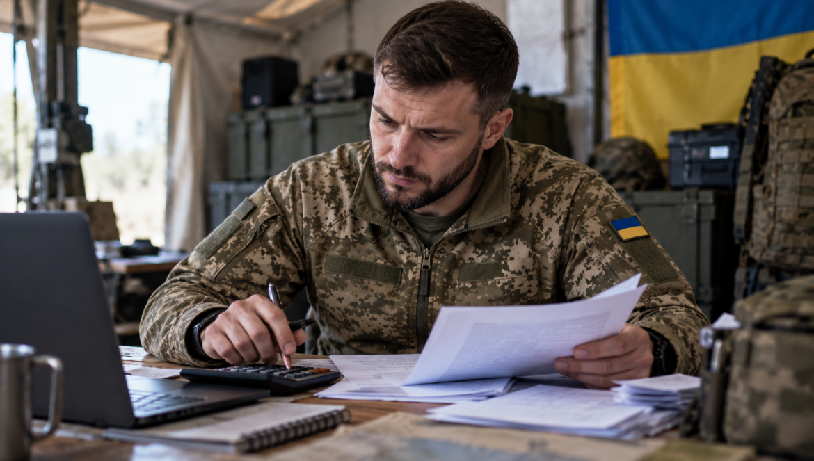 Військовий за документами у польовому штабі